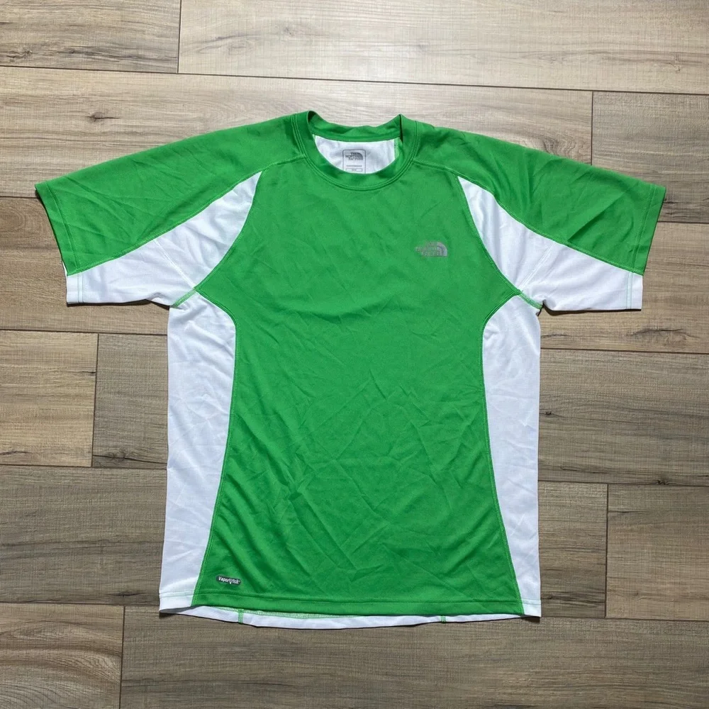 TNF The North Face Men's Vaporwick Short Sleeve T‎ Shirt Size Medium Green White